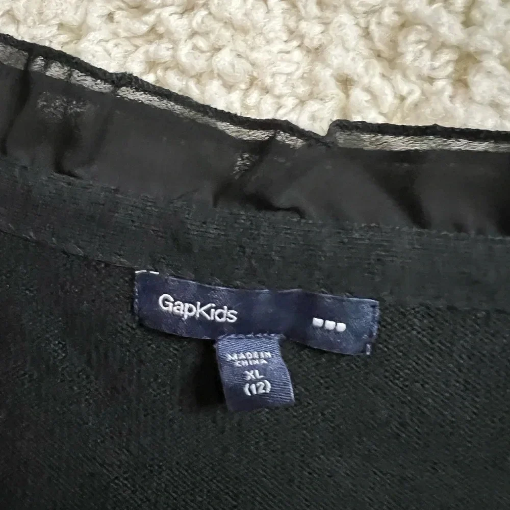 Big Kids Gap Size XL Black Ruffled Cardigan Sweater